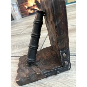 Vintage Bookends dark brown wood medieval